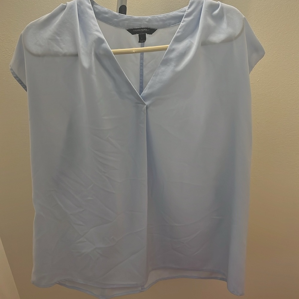 Banana Republic Light Blue Relaxed Fit Top Blouse Shirt Size Large - Picture 3 of 7